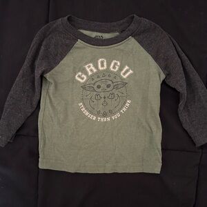 Star Wars Grogu Kids Long Sleeve Shirt - Olive and Charcoal